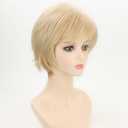 SEVENCOLORS Short Blonde Wigs for Women Pixie Cut Wigs with Bangs Straight Layered Short Hair Wigs Natural Looking Synthetic Light Blond Wig