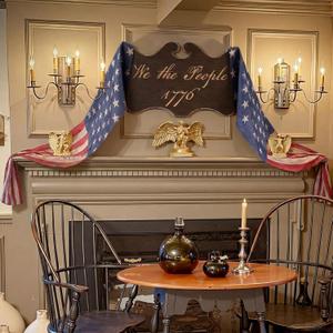Wesiti 250th Anniversary We the People 4th of July Fireplace Decor Set - 1pcs Large Patriotic Wooden Plaque 2pcs Vintage American Independence Day Mantel Decor for Rustic Farmhouse Home Office