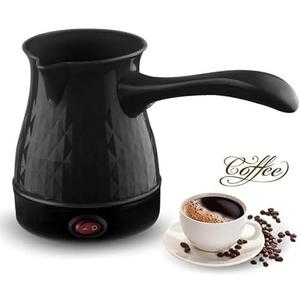 Coffee Maker, ABS Stainless Steel Electric Arabic, Greek & Turkish Coffee Pot, 600ml Even Heating Tea Maker Kettle with Removable & Anti Scald Handle for Greek Arabic Tea, Milk