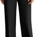 DLOODA Womens Dress Work Pants Wide Leg Business Casual Slacks Stretchy High Waist Comfy Trousers with Pocket (Black, XL)