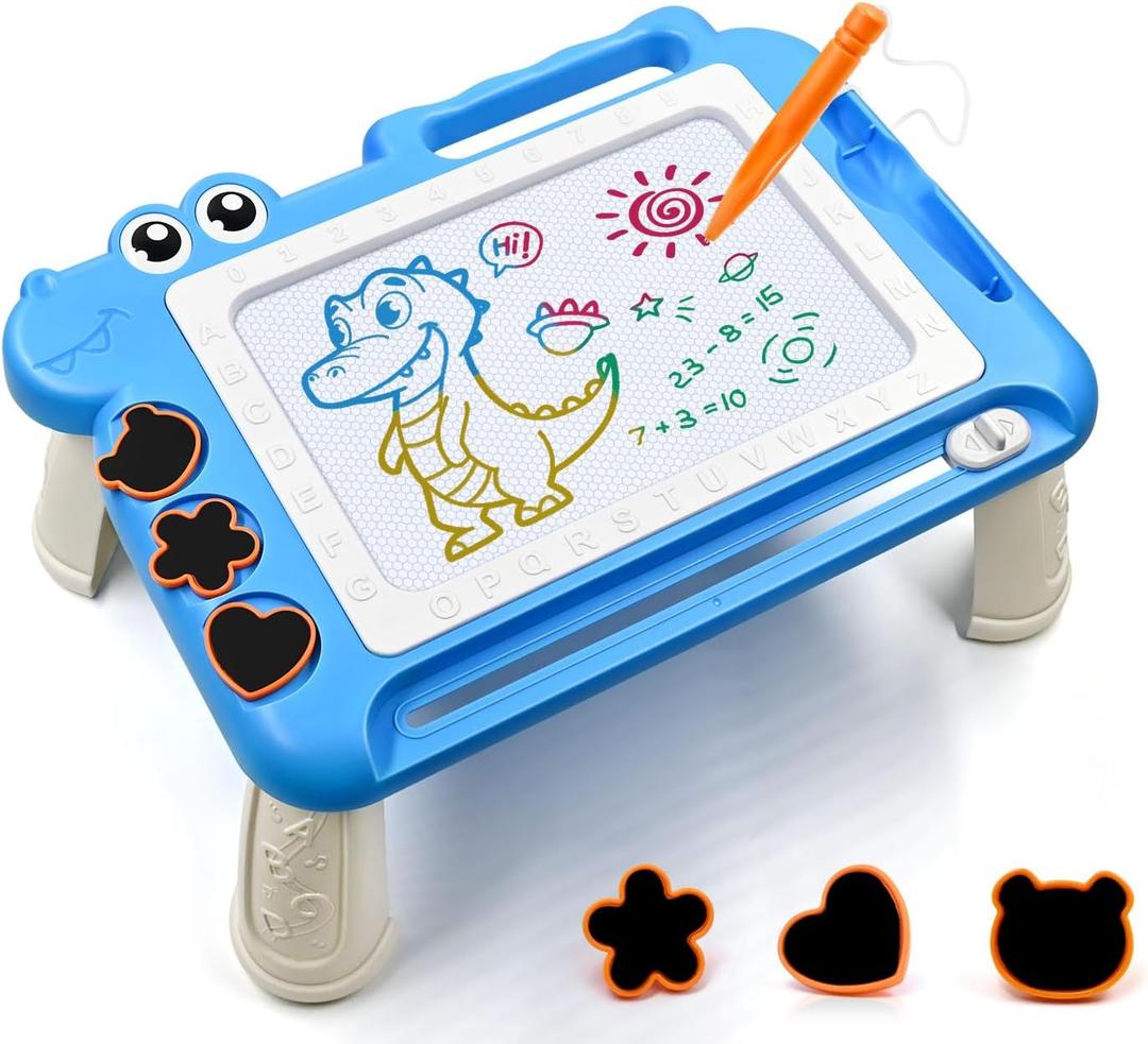 Magnetic Drawing Board Toddler Toys with Legs for Girls Boys, Color Sketch Writing Scribble Doodle Pad Travel Games, Educational Learning Kids Toys for Birthday Gift Christmas Stocking Stuffers(Blue) (13.2"L x 9.25"W x 5.7"H)