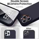 LUHOURI for iPhone 14 Pro Max Case with Screen Protector - Wireless Charging Compatible - Enhanced Camera Cover - Protective Silicone Phone Case with Cute Heart Design for Women 6.7" - Dark Blue