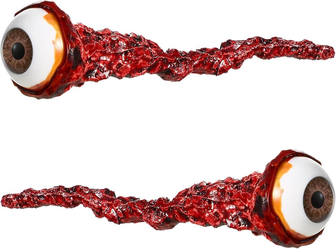 Hanaive 2 Pcs Fake Eyeballs Ripped Out Eyeball Prop Movie Props Hand Made Quality Realistic Ripped Out Eyes Party Favors for Halloween Trick or Treat Party(Brown)