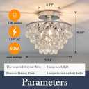 YYJLX Modern E26 Small Crystal Chandelier Semi Flush Mount Ceiling Light Fixture Silver Ceiling Lamp for Hallway Bedroom Bathroom Closet Bedroom Foyer Chrome