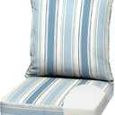 Arden Outdoor Foam Deep Seat Cushion Set, 22 in x 24 in, Weather-Proof, Rain-Proof, Fade Resistant Patio Cushion, Bottom and Back Cushion for Chair, Sofa, and Couch French Blue Linen Stripe