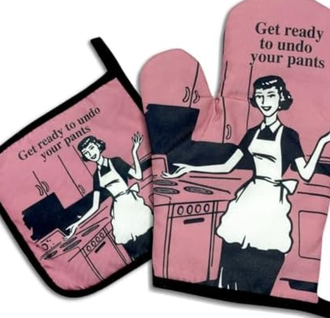 DLTRXMY, Get Ready to Undo Your Pants, Funny Oven Mitts and Pot Holders, Silicone Non-Slip Oven Mitts, Housewarming Gift Ideas, Cooking Baking BBQ Gifts 2 Pack