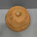 WRINGKIT Small Rattan Basket Box with Lid, Round Handmade Woven Storage Basket, Multi-purpose Wicker Bowl Decorative Organizer for Shelf, Home, Bathroom Decor