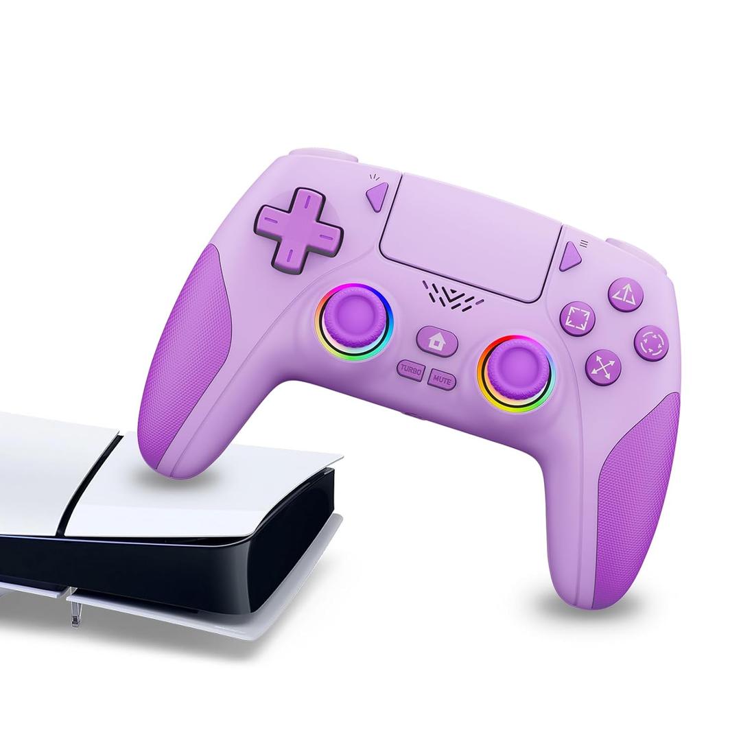 Kamylorus Controller Wireless for PS-5 PC, Hall Effect Controller with Paddles, Dual Vibration, Marco/Turbo Function, 3.5Mm Audio Jack, 6-Axis Motion Control,1000Mah Battery,Speaker