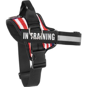 Essential Dog Harness, No Pull Pet Harness with 3 Side Rings for Leash Placement, No Choke, Reflective, Adjustable Pet Vest, Easy On-Off & Improved Control Handle, Training, Walking, Running (S(Neck:14-18",Chest:16-21"), Flag)