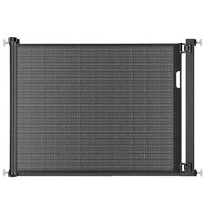 Malier Retractable Dog Gate, 29-42" No Drilling Pressure Mounted Mesh Dog Gate for Indoor, Extra Wide Metal Frame Pet Gate Walk Through Safety Black for Stairs, Doorways (Black, 29 x 42 Inch)