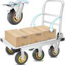 Foldable Push Cart Dolly, Moving Platform Hand Truck, Heavy Duty 2200 lbs. Capacity, with Brake and 6" 360 Degree Swivel Wheels