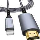 [MFi Certified] Lighting to HDMI Cable for iPhone to TV, iPhone to hdmi Adapter Compatible with iPhone/iPad, 1080P Digital AV Sync Screen Connector on HDTV/Monitor/Projector, Plug and Play-10 Feet
