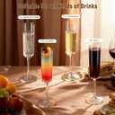 GuanQiao 24-Pack Plastic Champagne Flutes, 6oz Clear Square Disposable Toast Glasses, Heavy Duty Shatterproof Recyclable Wine Glasses for Party Wine Tasting Wedding New Years Eve Party Supplies