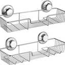 SANNO Suction Cup Shower Caddy with Hooks,Powerful Suction Cup Bathroom Shower Caddies,Bath Shelf Storage Combo Organizer Basket, Bathroom Accessories for Shampoo Conditioner set of 2