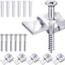 Blulu 20 Pack Mirror Holder Clips for 6 mm in (6/ 25) Glass Mirror Hanging Kit for Wall Mounting Hanging Retainer Fasteners with Screw and Anchors for Fixing Cabinet Door(Classic Style)