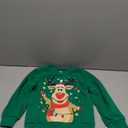 RETSUGO Toddler Boy Christmas Outfit Baby Boy Girl Winter Warm Holiday Fleece Pullover Xmas Crewneck Sweater 1-7 Years (4T, 2# Green/Reindeer)