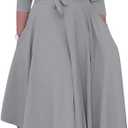 BFFBABY Women's Wrap V Neck Plus Size Maxi Dresses 3/4 Sleeves Chain Floral Printed Swing Dress with Belt (Large)