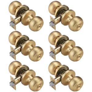 NCSEN 6 Pack Gold Door Knobs for Privacy, Brass Door Knob Interior for Bath & Bedroom with Turn Lock