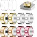 10 Pack Cover Compatible for Oura Ring 4/Gen 3 Heritage/Gen 3 Horizon,(NOT Compatible with Oura 4 Ceramic),Charging Directly,Rugged TPU Elastic Finger Protector for Workout Women Men-Size 7 (2Gold+2Silver+2Rosegold+2Pink+2Clear)
