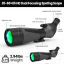 Gosky 20-60x85 Spotting Scope with Full Size Tripod, Phone Adapter and Cleaning Kit, Spotting Scopes for Bird Watching, Wildlife ViewingPortable with Carrying Bag