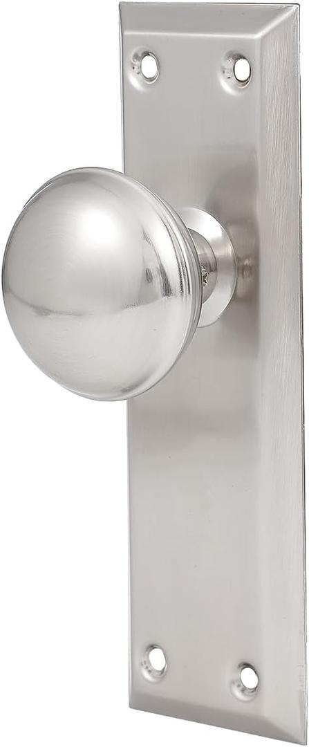 2 Pack Vintage Single Sided Dummy Door Knobs Interior, Antique Long Plate Dummy Door Knobs in Brushed Nickel