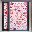 9 Sheets Valentine's Day Window Clings,Double-Sided Glass Window Stickers Decor,Reusable Red Pink Love Heart Stickers Decals for Home Wedding Anniversary Party Store Glass Holiday Decoration (V01)