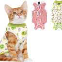 Coppthinktu 2 PCS Cat Recovery Suit for Spay Abdominal Wounds Cat Onesie for Cats After Surgery Recovery Suit Female Breathable E-Collar Alternative Kitten Onesie Anti Licking (Medium)