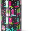 Swig Life Skinny Can Cooler, 12oz Insulated Slim Can Holder, Stainless Steel Cooler, Covers for Tall Beer Bottles, Beach Accessories for Women (Disco Cowgirl)