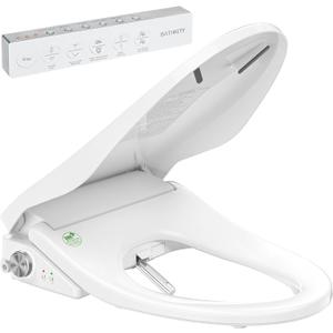 Electric Bidet Toilet Seat with Instant Warm Bidet Wash & Warm Air Dryer, Self-Cleaning Stainless Steel Nozzle, Soft Close Lid, Elongated