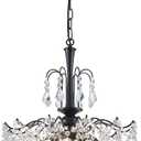 Modern Crystal Chandelier, Black Chandeliers for Dining Room Lighting Fixtures Hanging, Dining Light Fixtures Crystal Candle Pendant Light Fixtures for Bedroom Living Room Kitchen Island Foyer (H 23.6" x W 17.7")