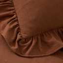 Kevin Textile 12x20 Inch Lumbar Pillow Cover 1 Pack 100% Cotton Lace Ruffles Scalloped Decorative Rectangle Cushion Case Soft Pillow for Bedding Couch Sofa, Brown
