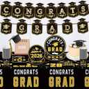 OHOME Graduation Decorations 2026 - Graduation Decorations Class of 2026 - Serve 24 - Black Plates Tablecloth Napkins Cups Banner - Graduation Party Favors Supplies