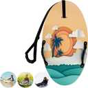 Skimboard with Handles Tow Rope, Wooden Skim Boards Beach Toy for Kids, Towable Kids Board for Shallow Water Beach and Lawn Use