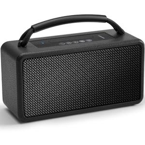 DINDIN Portable Bluetooth Speaker: 80W (Peak), 20H Playtime, Loud Wireless Wood Speakers with Bass, AUX and USB Input, Subwoofer, TWS Pairing, Vintage Speaker for Outdoor, Home, Office (Black)