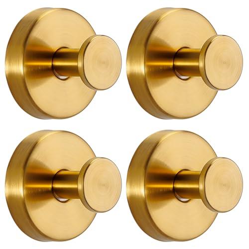 Fenas Suction Cup Hooks for Shower No-Drill Bathroom Hooks for Towels, Robes, Loofah Mountable on Bathroom Walls, Kitchen, Glass, Mirrors, Tile and Smooth,Non-Porous Surfaces (3, Brushed Gold)