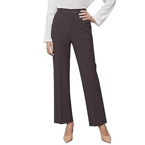 Grapent Straight Leg Trousers For Women Wide Pants For Women Work Clothes For Women Office Casual Womens Dress Pants Brown Pants Women High Waist Dark Brown Size X-Large Size 16 Size 18