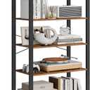 VASAGLE 5-Tier Bookshelf, Bookcase with Steel Frame, Book Shelf for Living Room, Home Office, Study, 11.8 x 26 x 60.2 Inches, Industrial Style, Rustic Brown and Ink Black ULLS061B01
