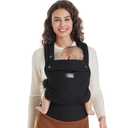 Momcozy Baby Carrier - Ergonomic, Cozy and Lightweight Carrier for 7-44lbs, Effortless to Put On, Ideal for Hands-Free Parenting, Enhanced Lumbar Support, Purehug for Infant to Toddler, Black (Cotton-Black)