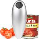 One Touch Electric Can Opener - Automatic Can Openers with Smooth Edge, Free Handheld Electric Can Opener for Kitchen, Seniors (Silver)
