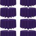 8 Pack Purple Round Tablecloth 120 Inch Round Table Cloth, Wrinkle Resistant and Washable Tablecloth Polyester Fabric Table Cloth Round Cover for Dining Wedding Banquet Party