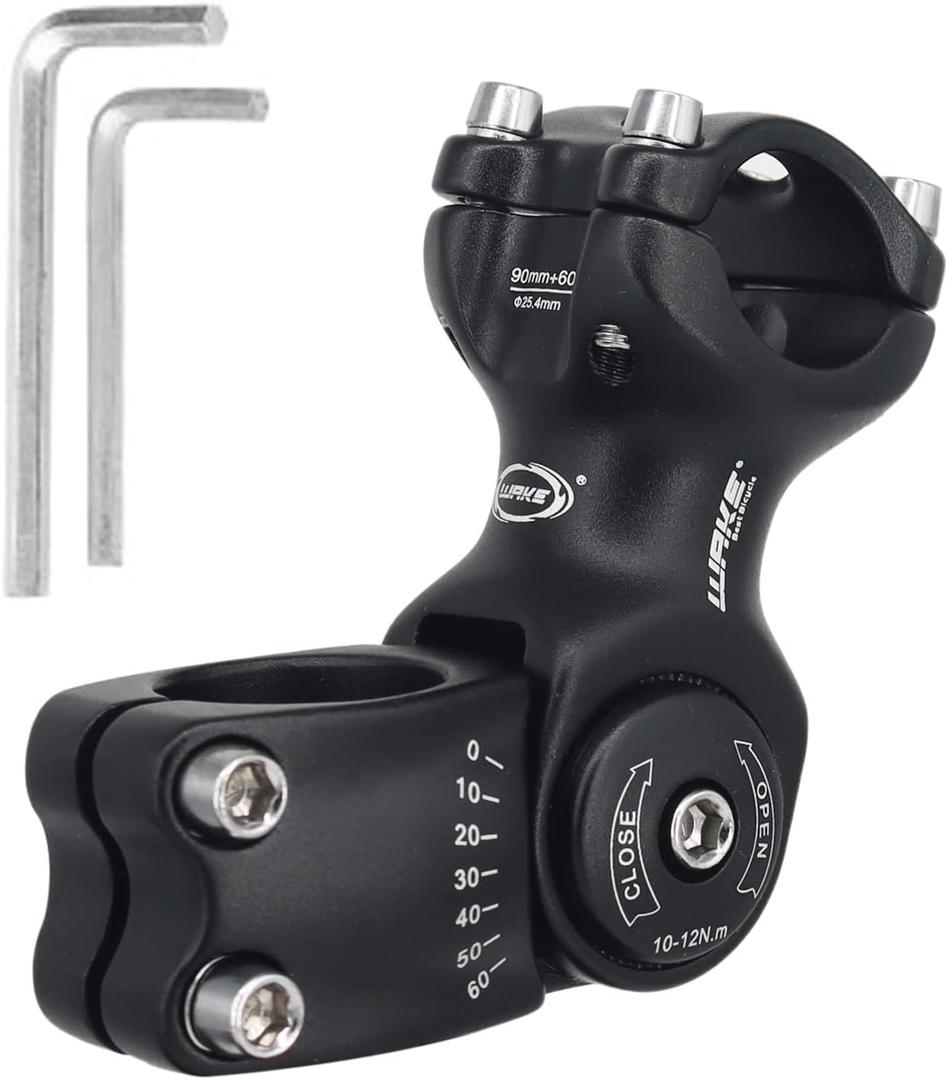 Wake Bike stem 25.4 31.8 0-60 Degree 90mm 110mm 130mmBike Adjustable stem for Mountain Bike, Road Bike, MTB, BMX, Cycling