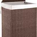 OIAHOMY Laundry Hamper with Lid, 23.8 Gal (90L) Wicker Hamper with Removable Liner Bags, Handwoven Clothes Basket with Handles, Foldable Woven Paper Rope Basket for Laundry Room, Bedroom-Brown