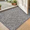 Color&Geometry Thin Indoor Door Mat 24"x36", Dirt & Moisture Trapping, Non-Slip Rubber Backing, Low Profile Inside Doormat for Home Entrance, Entryway, Patio & Porch,Stone Gray