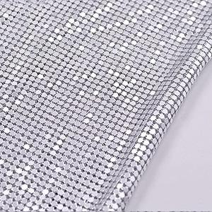 Craft Material Metal mesh Squin Fabric cuttable for Clothing Bag Making Party Decorations (Bright Silver Sequins)