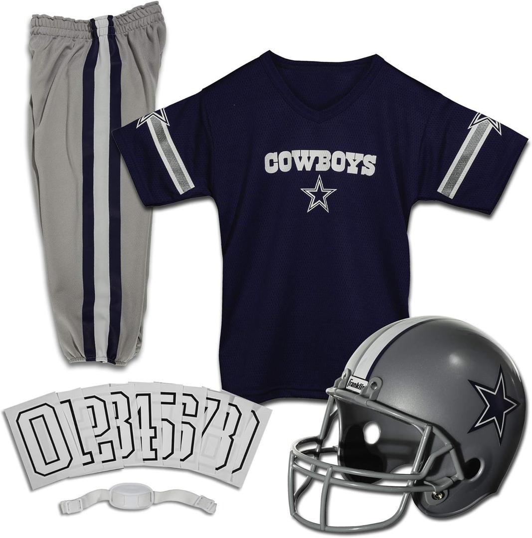 Franklin Sports NFL Youth Football Uniform Set for Boys & Girls - Includes Helmet, Jersey & Pants with Chinstrap + Numbers (Large) Only 2 Pack