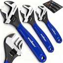 HORUSDY 3-Piece Adjustable Wrench Set (6/8/10 in), Wide Jaw Black Oxide Finish, Cr-V Steel, Metric & SAE Scales, Adjustable Spanner Set for Home Garage Workshop