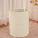 Large Woven Laundry Basket Hamper,60L Cotton Rope Storage Bin for Blankets,Toys and Clothes,Decorative Tall Nursery Hamper for Living Room,Baby Nursery,Bathroom and Bedroom,Beige