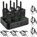 Retevis RB26H Walkie Talkies Long Range with Earpiece,2 Way Radio with 6 Way Charger,Hidden Display,21-Hours,NOAA,GMRS Repeater Capable,Professional Walkie-Talkie for Adults Security Warehouse(6 Pack)