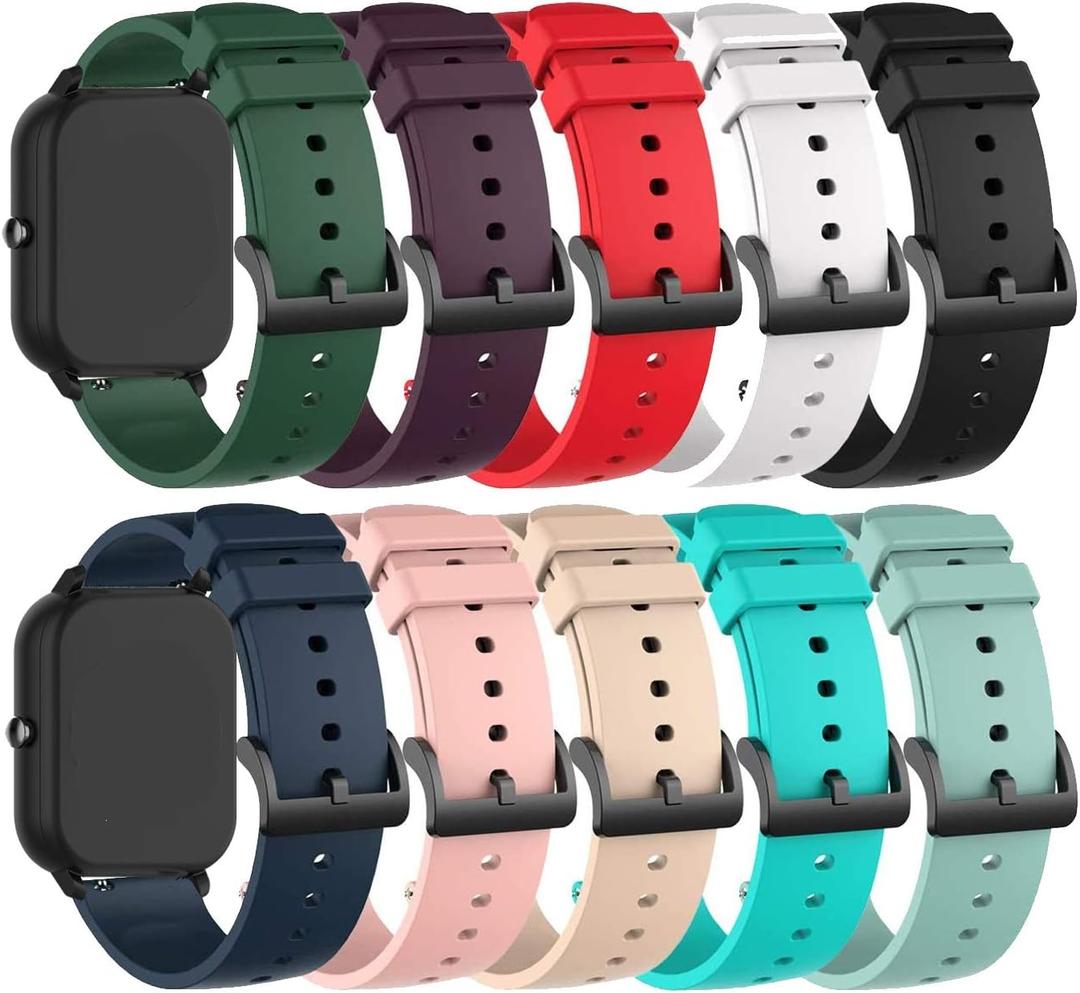 E ECSEM 10PACK Multicolor Bands for Spade Co Health Smartwatch 4 Watch Strap Adjustable Silicone Sport Replacement Wristbands Straps for Spade&Co Health Smartwatch 4 Smart Watch for Men Women