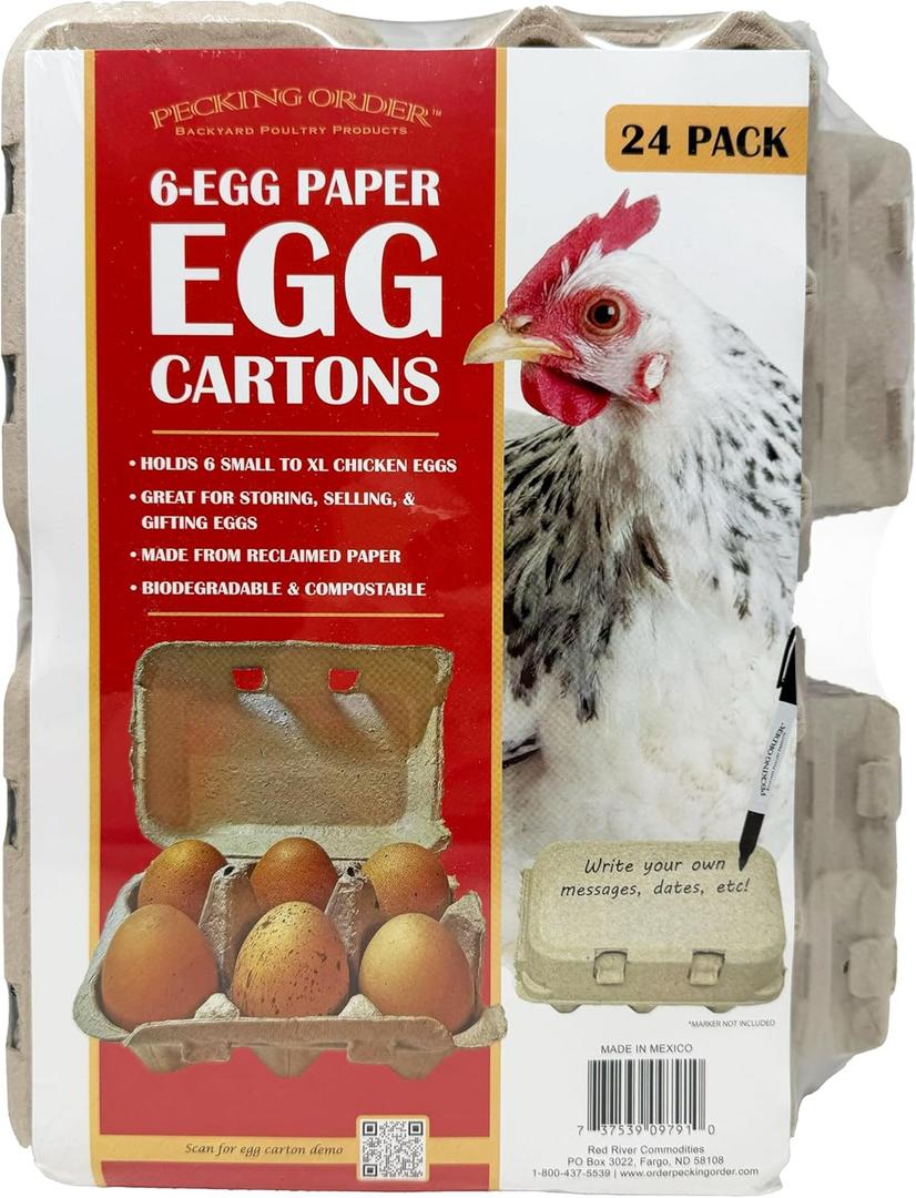 6-Egg Paper Egg Cartons - 24 Pack